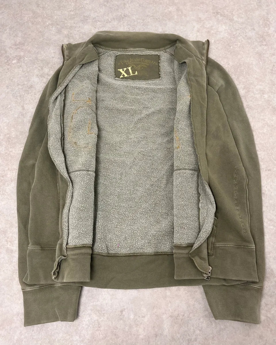 2010s Ralph Lauren Olive Camo Number Patch Zip-up Sweater  LcpTyUf 8