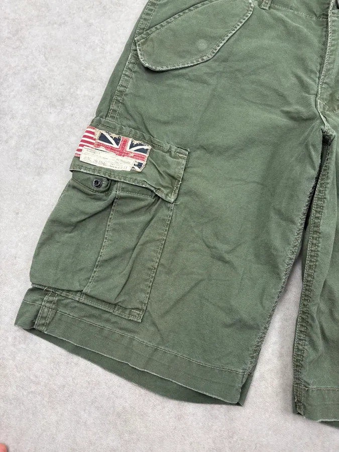 2010s Ralph Lauren Olive Military Flags Cargo Shorts SuhxyWE 8