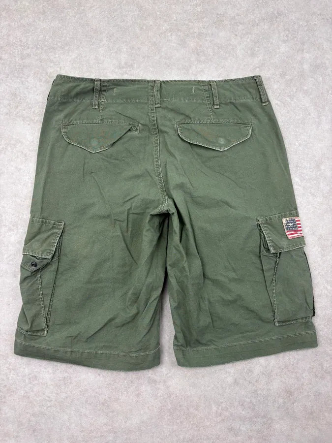 2010s Ralph Lauren Olive Military Flags Cargo Shorts SuhxyWE 6