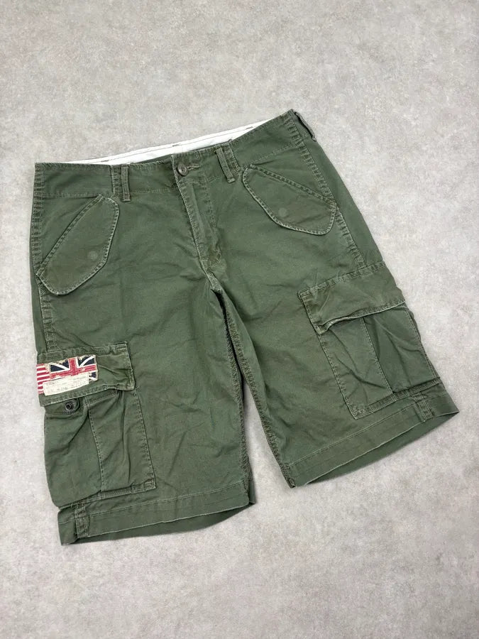 2010s Ralph Lauren Olive Military Flags Cargo Shorts SuhxyWE 4