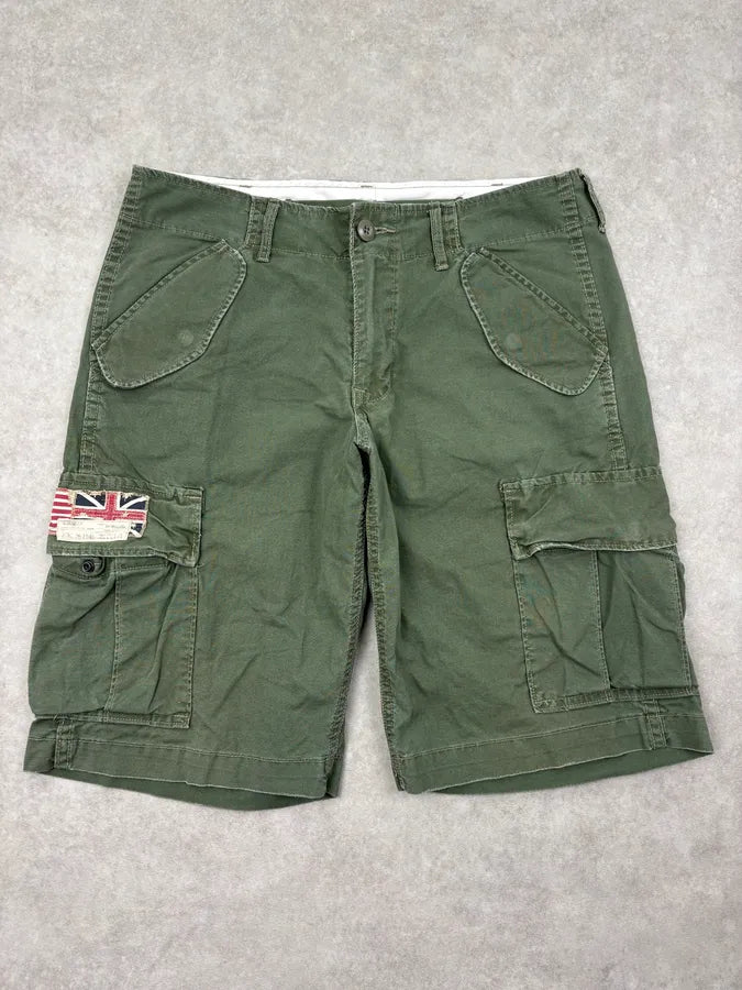 2010s Ralph Lauren Olive Military Flags Cargo Shorts SuhxyWE 0