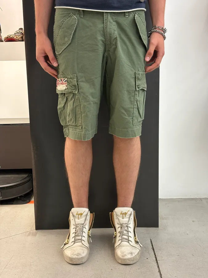 2010s Ralph Lauren Olive Military Flags Cargo Shorts SuhxyWE 2