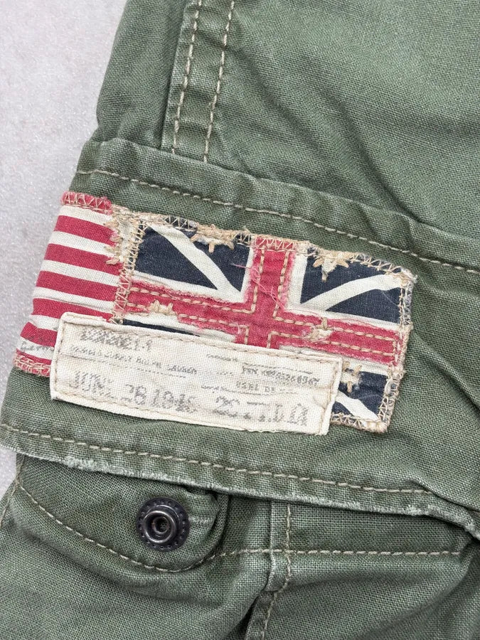 2010s Ralph Lauren Olive Military Flags Cargo Shorts SuhxyWE 7