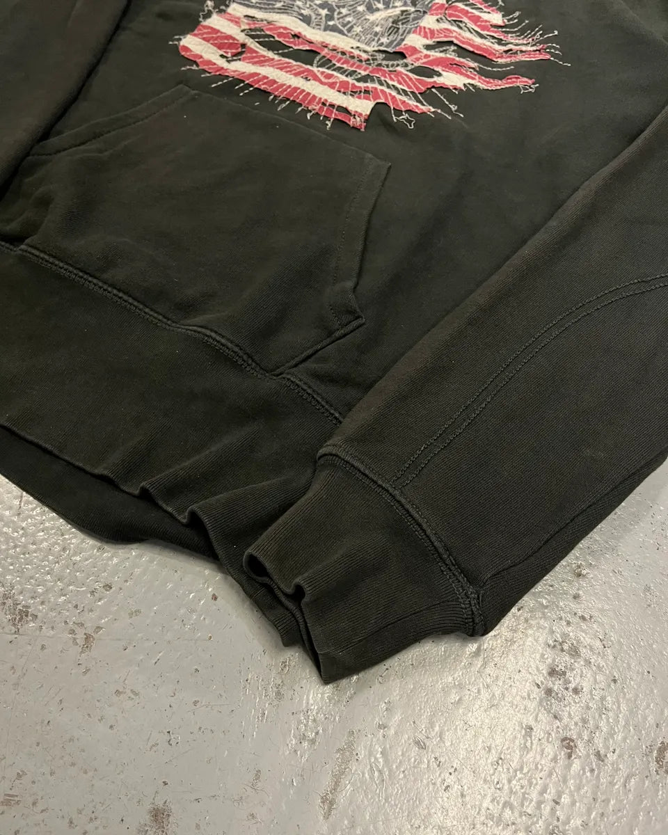 2010s Ralph Lauren Olive Distressed American Flag Hoodie mpolMqj 6