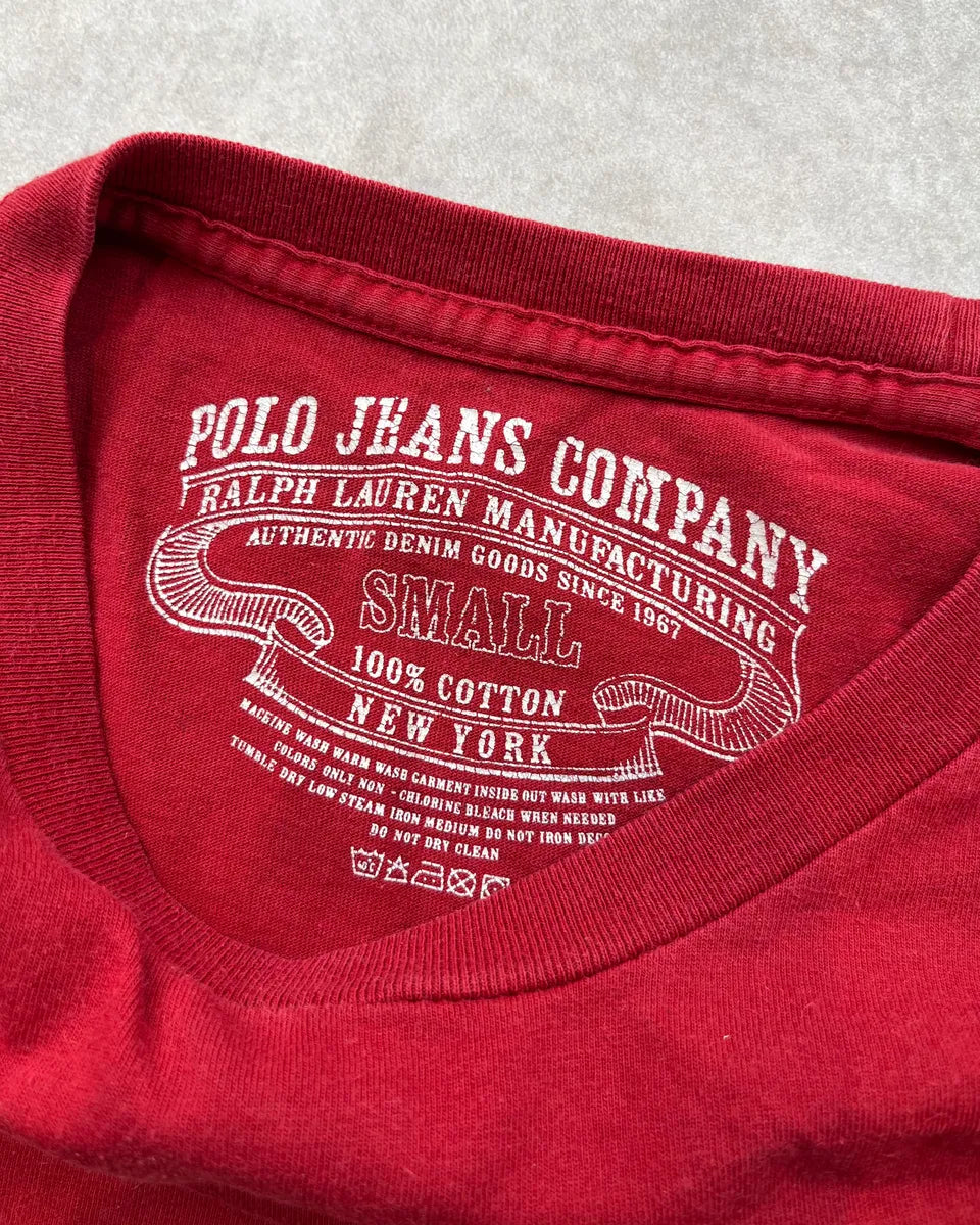 2010s Ralph Lauren Red 67 Embroidered Longsleeve T-Shirt AhLKsGL 9