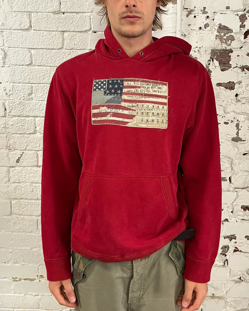 2010s Ralph Lauren Red Flag USA Flag Hoodie DOCpNZU 1
