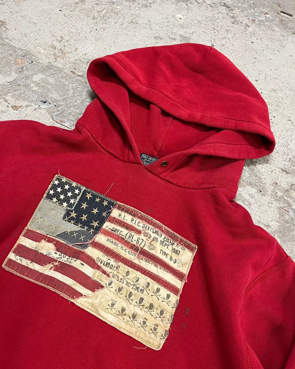 2010s Ralph Lauren Red Flag USA Flag Hoodie DOCpNZU 4