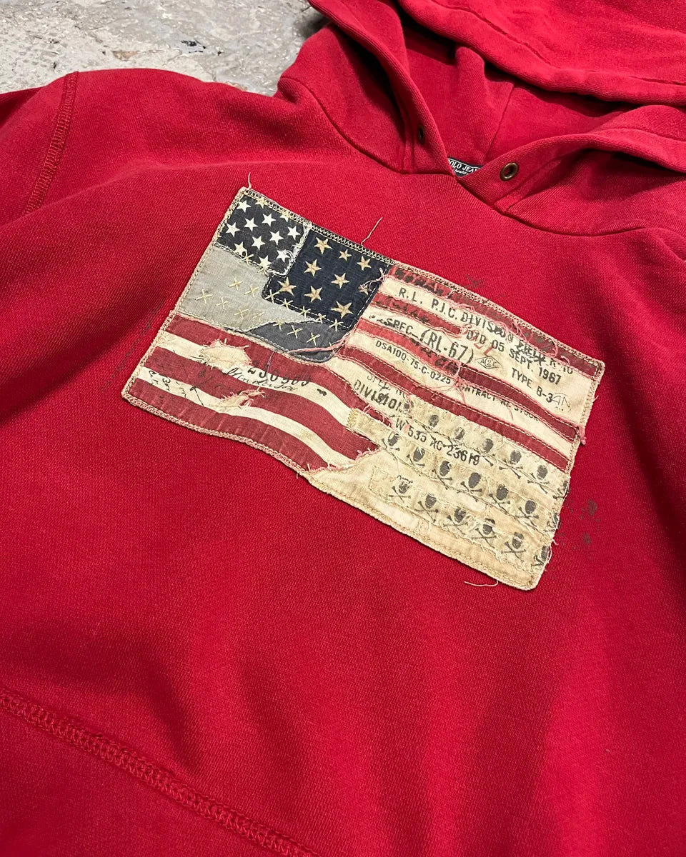 2010s Ralph Lauren Red Flag USA Flag Hoodie DOCpNZU 5