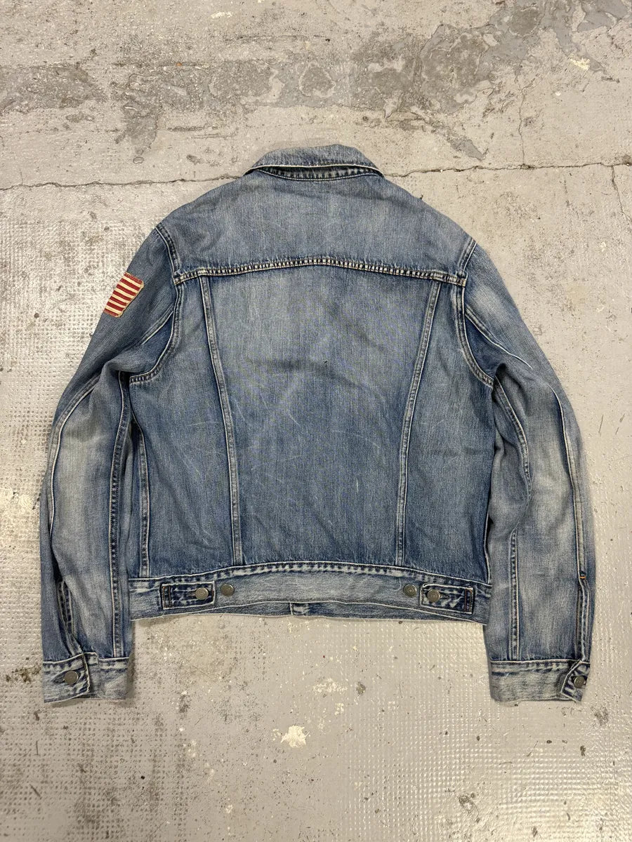 2010s Ralph Lauren USA Flag Blue Denim Jacket qMIQgdW 1