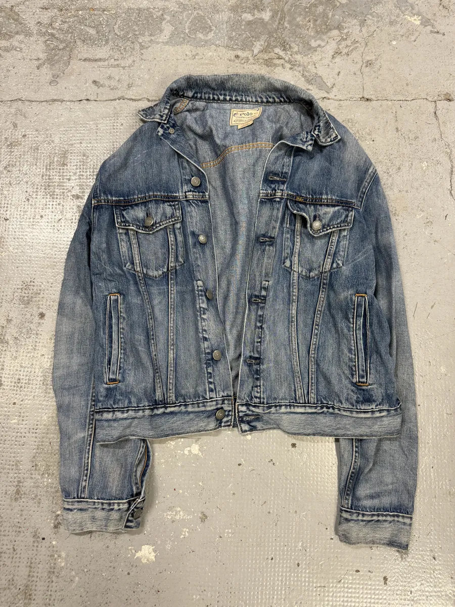 2010s Ralph Lauren USA Flag Blue Denim Jacket qMIQgdW 4