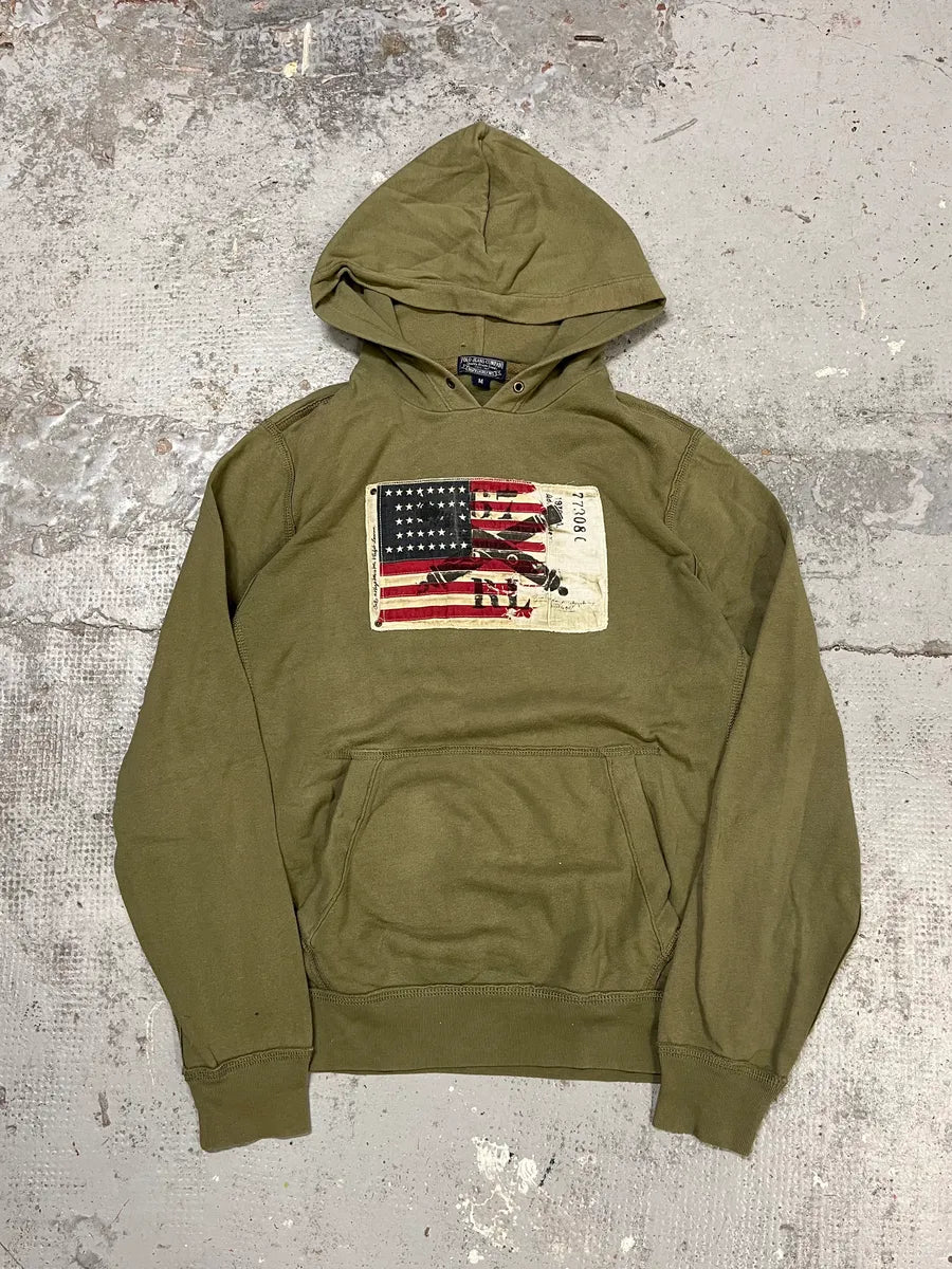 2010s Ralph Lauren USA Flag Green Relaxed Hoodie xlYIMrM 0