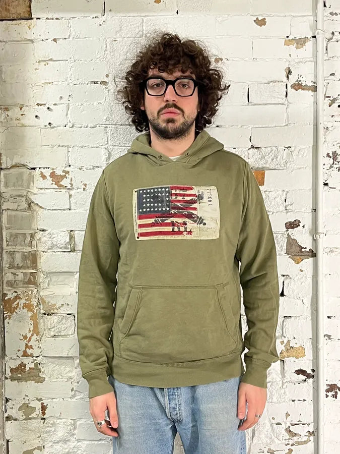 2010s Ralph Lauren USA Flag Green Relaxed Hoodie xlYIMrM 1