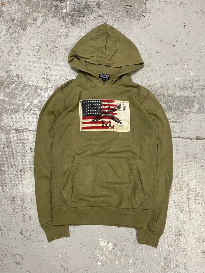 2010s Ralph Lauren USA Flag Green Relaxed Hoodie xlYIMrM 3