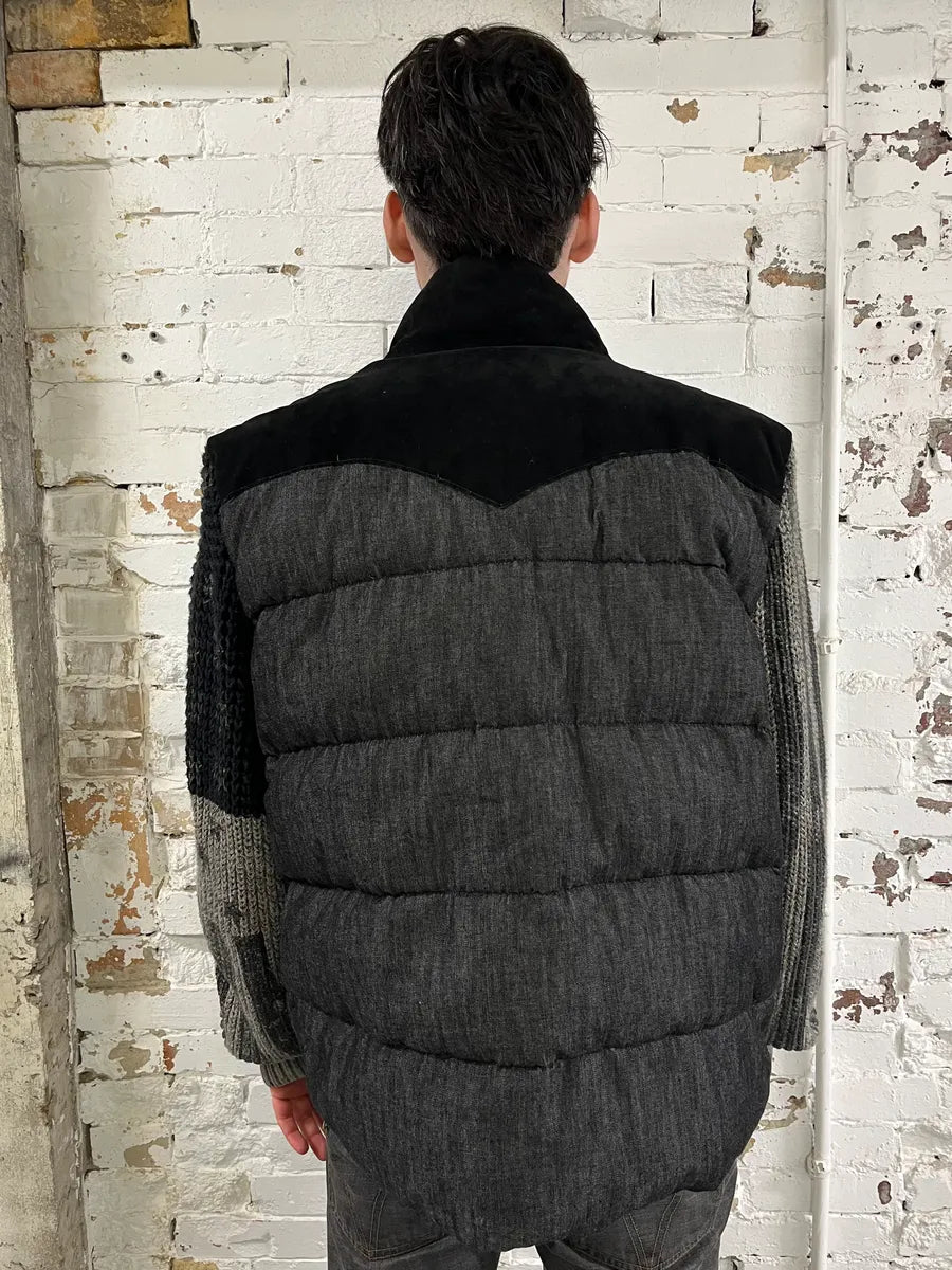 2010s Ralph Lauren USA Flag Grey Hybrid Wool Puffer Jacket XOtYVnS 2