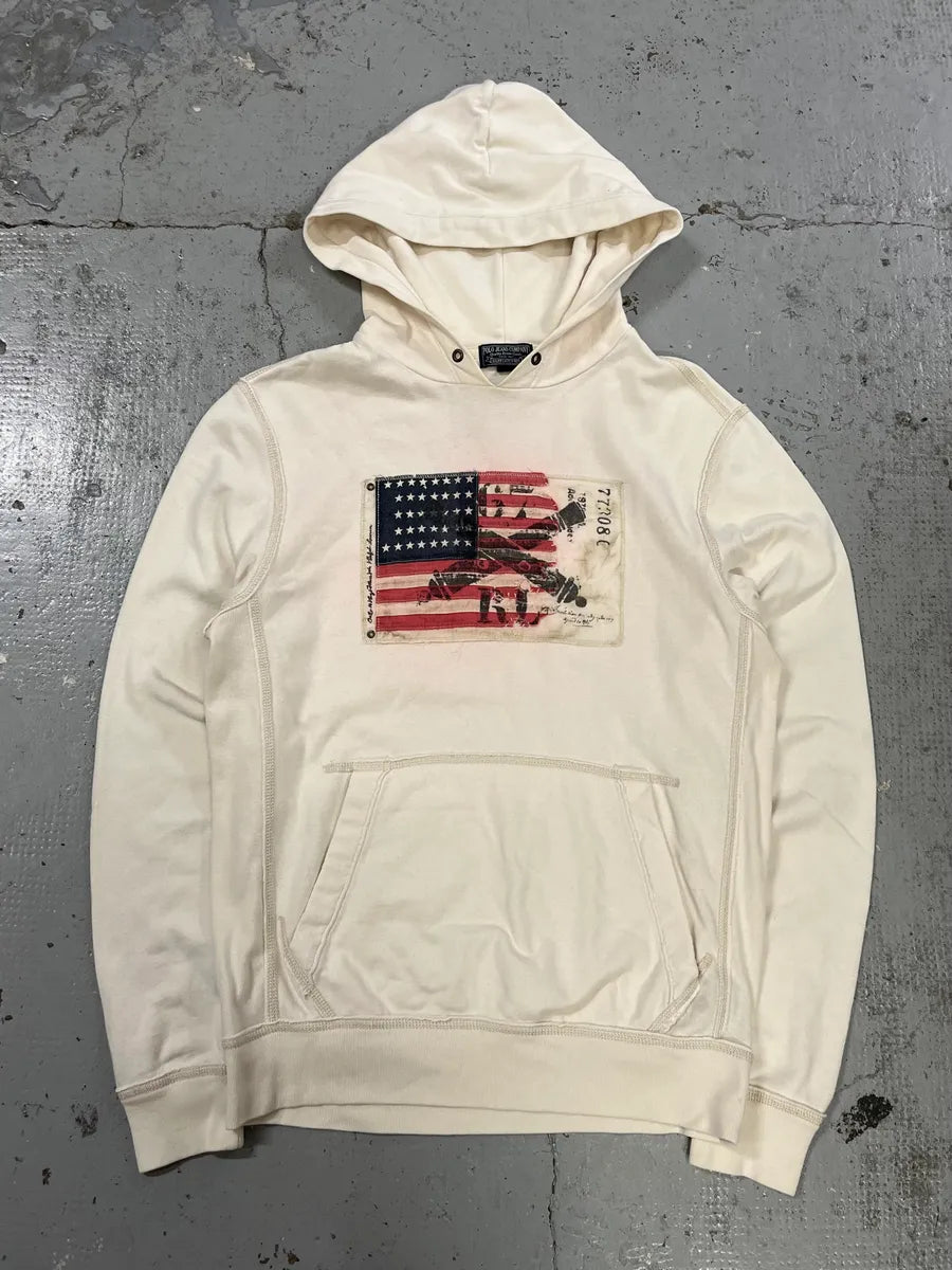 2010s Ralph Lauren USA Flag White Hoodie chdZwOf 0