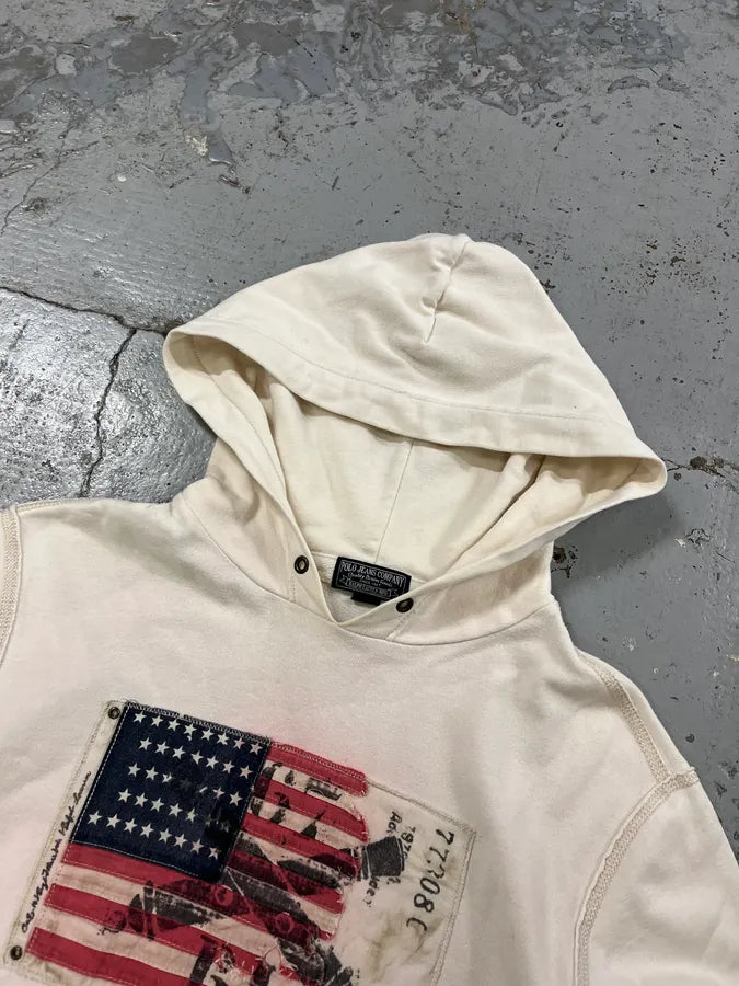 2010s Ralph Lauren USA Flag White Hoodie chdZwOf 4