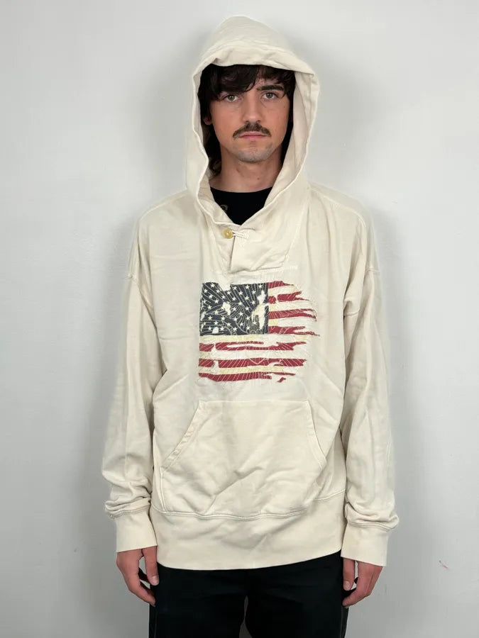 2010s Ralph Lauren White Creamy American Flag Hoodie Sweater KvxGpuw 1