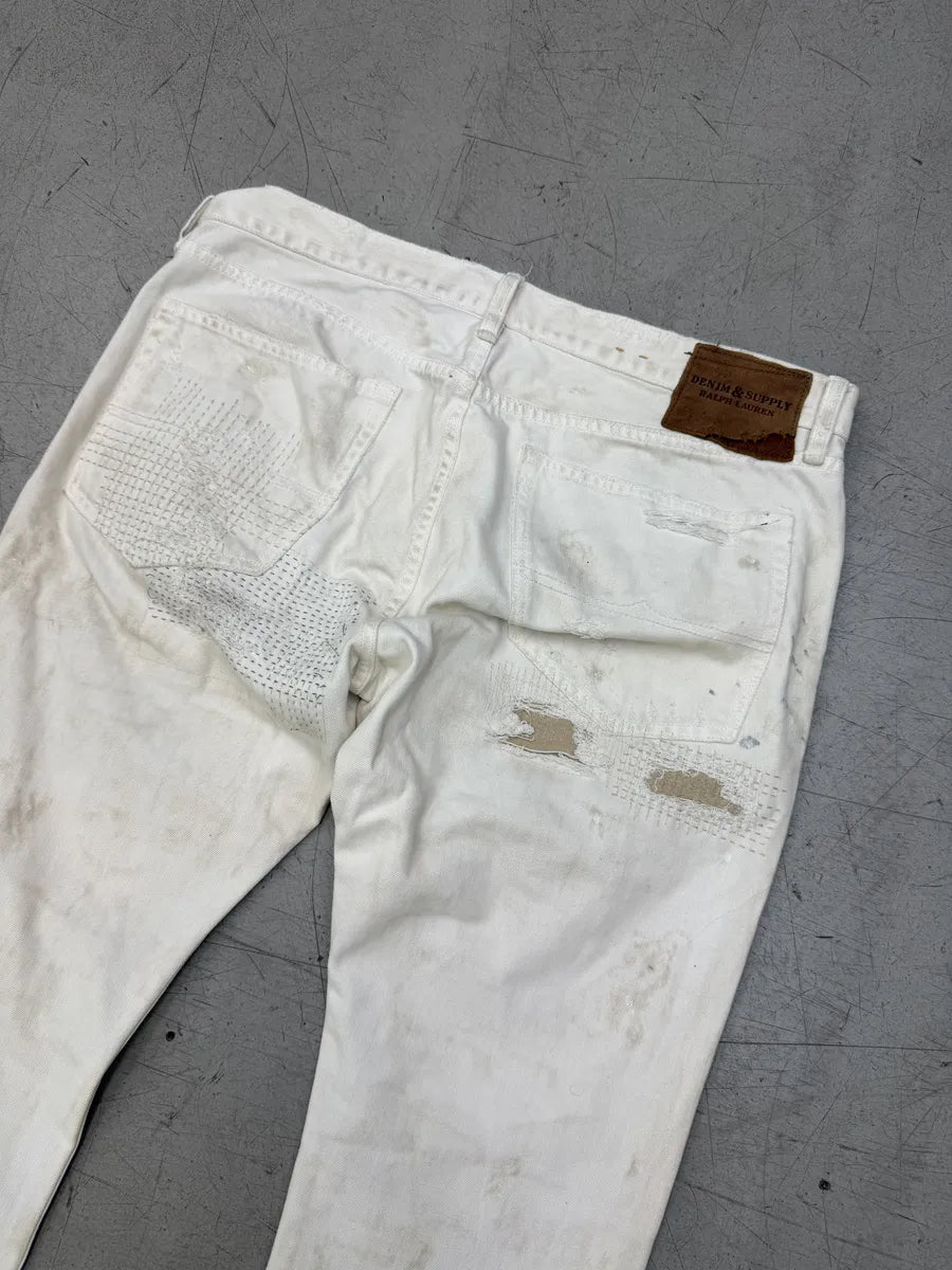 2010s Ralph Lauren White Japanese Distressed Slim Denim Jeans QFfsHVX 10