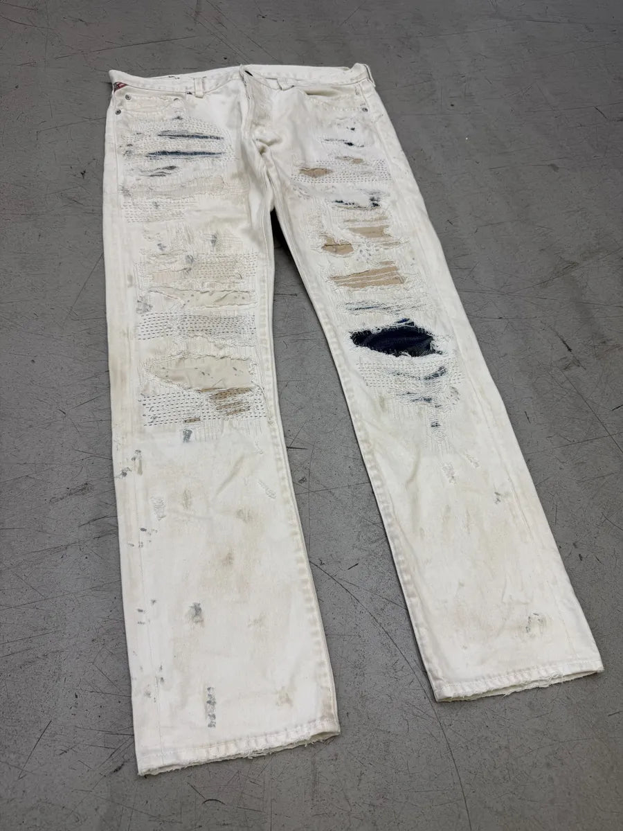 2010s Ralph Lauren White Japanese Distressed Slim Denim Jeans QFfsHVX 11