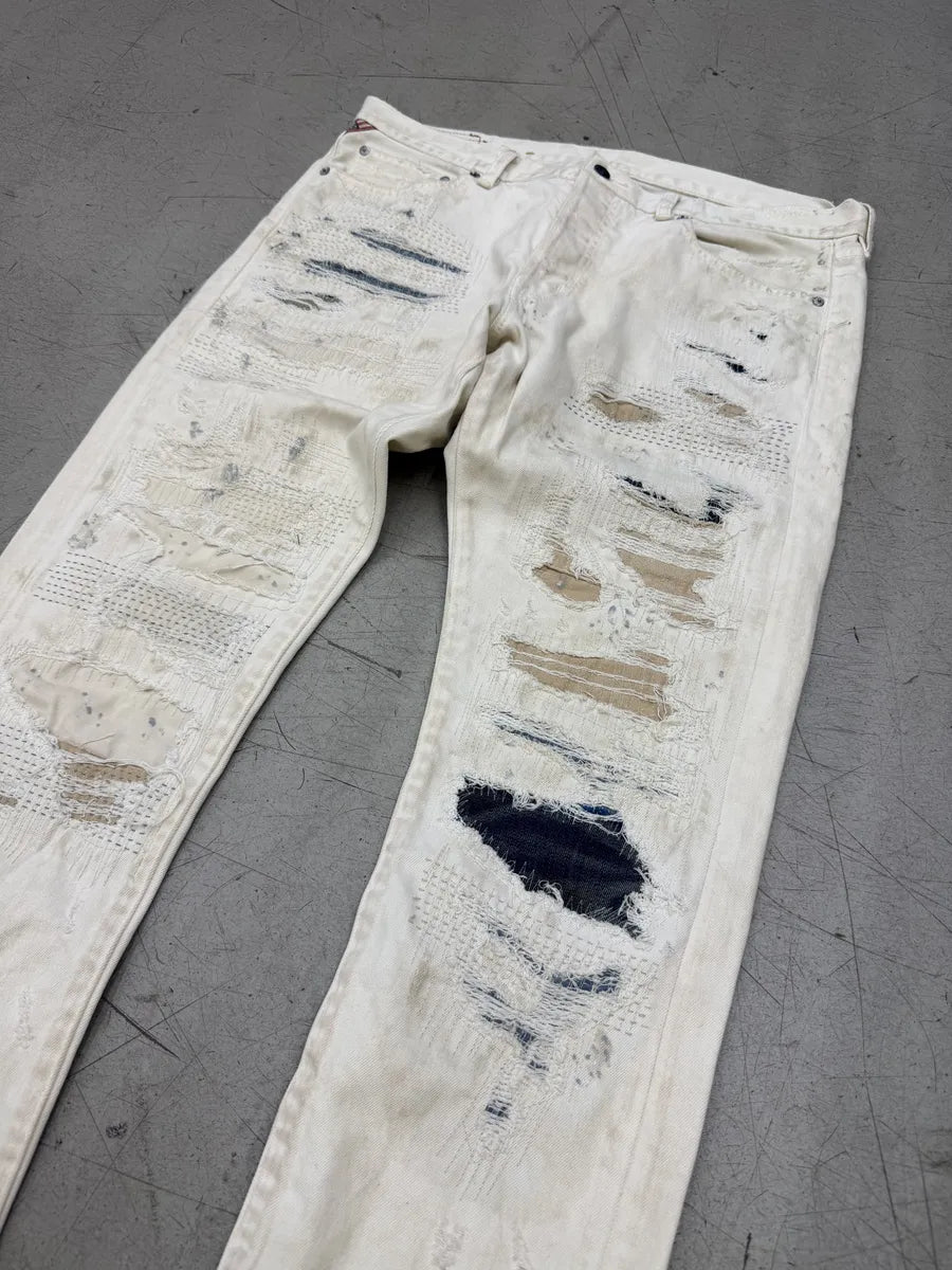 2010s Ralph Lauren White Japanese Distressed Slim Denim Jeans QFfsHVX 12