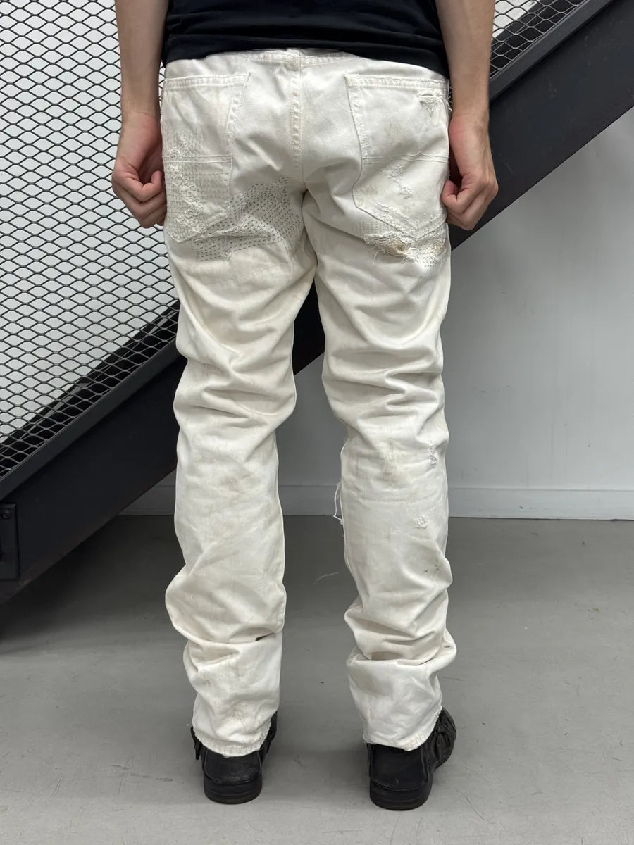 2010s Ralph Lauren White Japanese Distressed Slim Denim Jeans QFfsHVX 2
