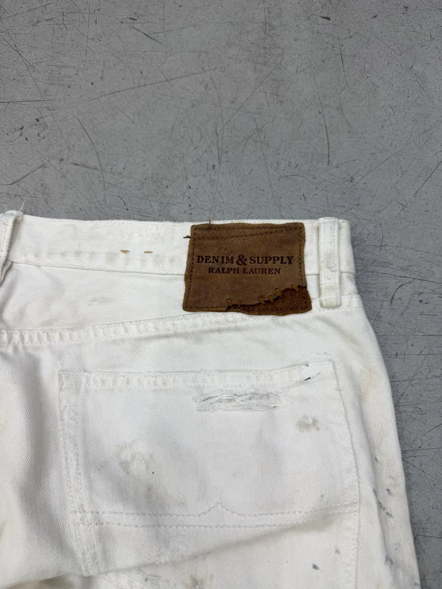 2010s Ralph Lauren White Japanese Distressed Slim Denim Jeans QFfsHVX 5