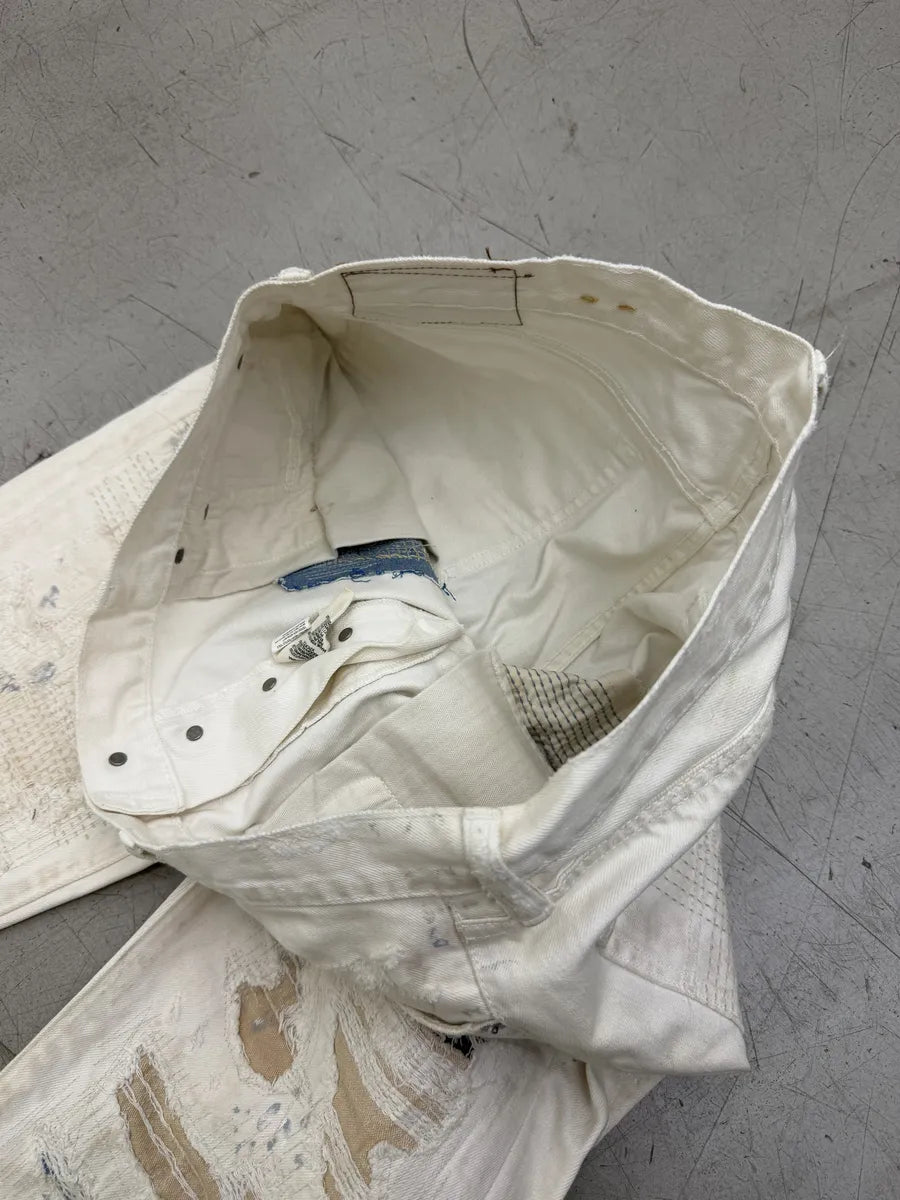 2010s Ralph Lauren White Japanese Distressed Slim Denim Jeans QFfsHVX 7