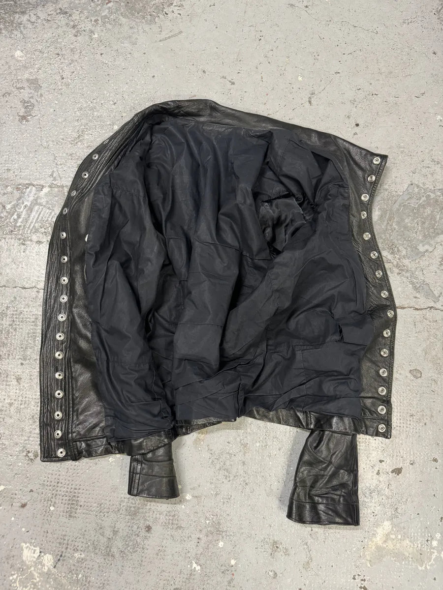 2010s Rick Owens Asymmetrical Avant-Garde Black Leather Jacket BSiuCne 12
