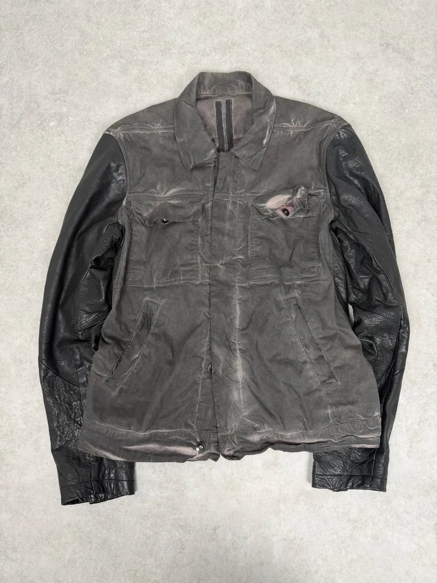 2010s Rick Owens Grey Hybrid Brut Leather Jacket bGyxqVv 3