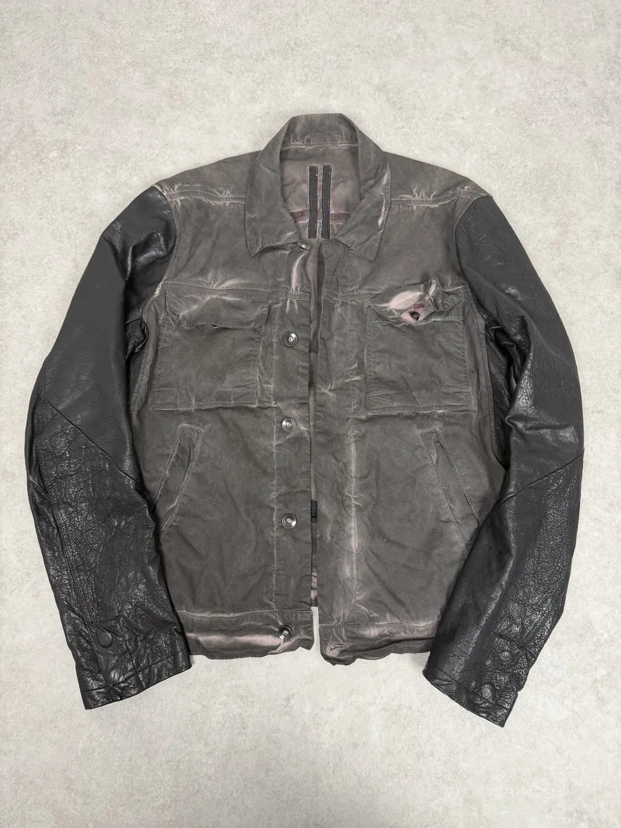 2010s Rick Owens Grey Hybrid Brut Leather Jacket bGyxqVv 4