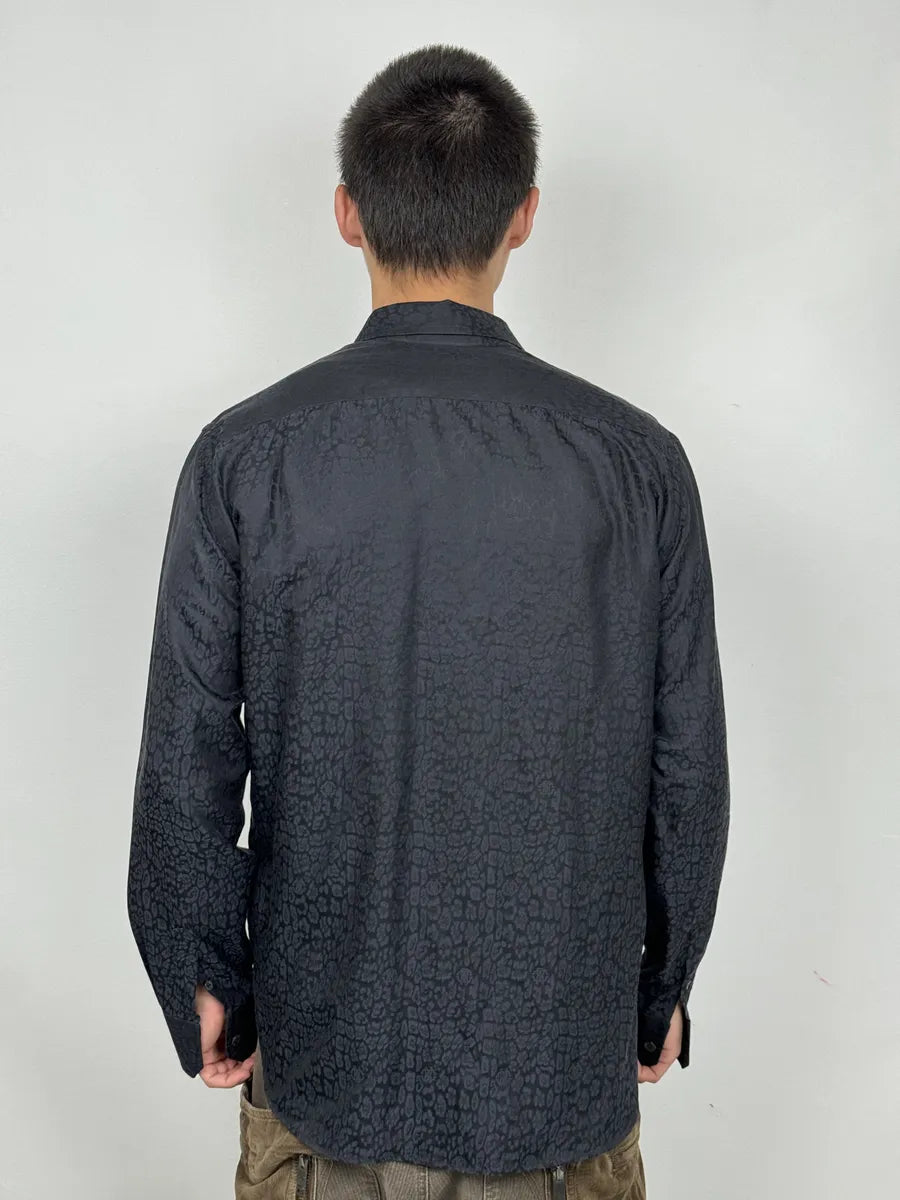 2010s Roberto Cavalli Black & Navy Leopard Print Mafia Shirt VkVdjai 3