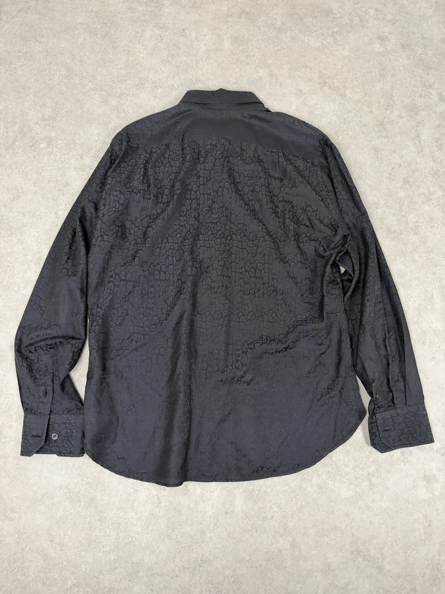 2010s Roberto Cavalli Black & Navy Leopard Print Mafia Shirt VkVdjai 4