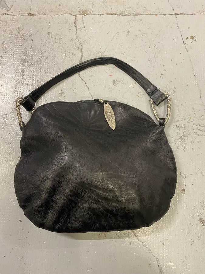 2010s Roberto Cavalli Black Leather Feather Handle Bag NvERNQH 0