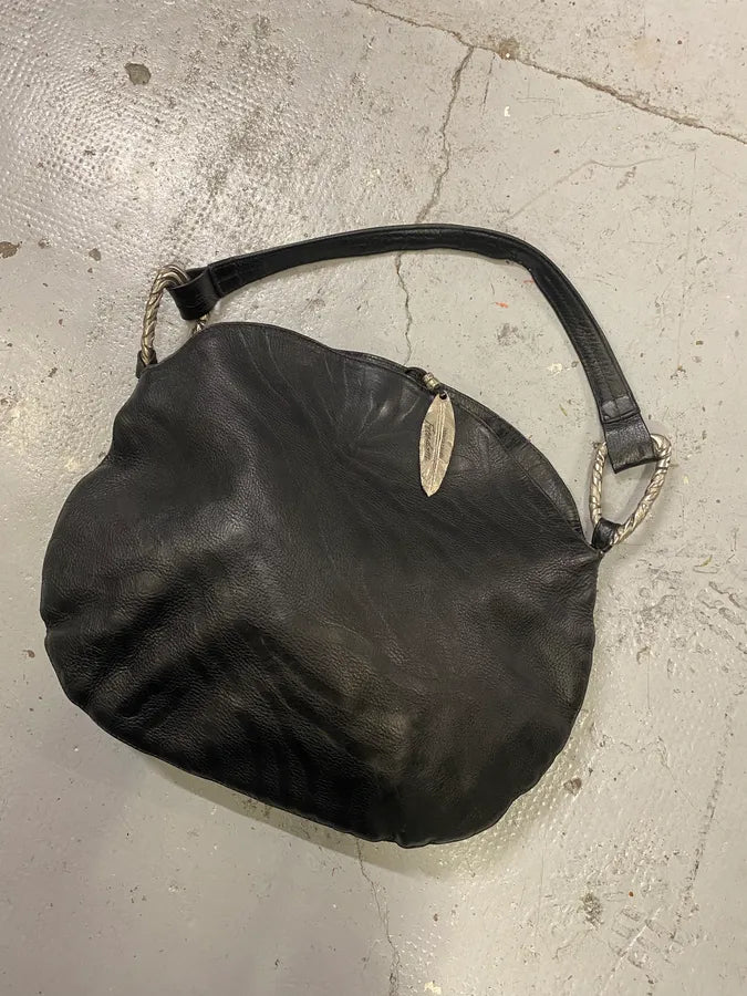 2010s Roberto Cavalli Black Leather Feather Handle Bag NvERNQH 2