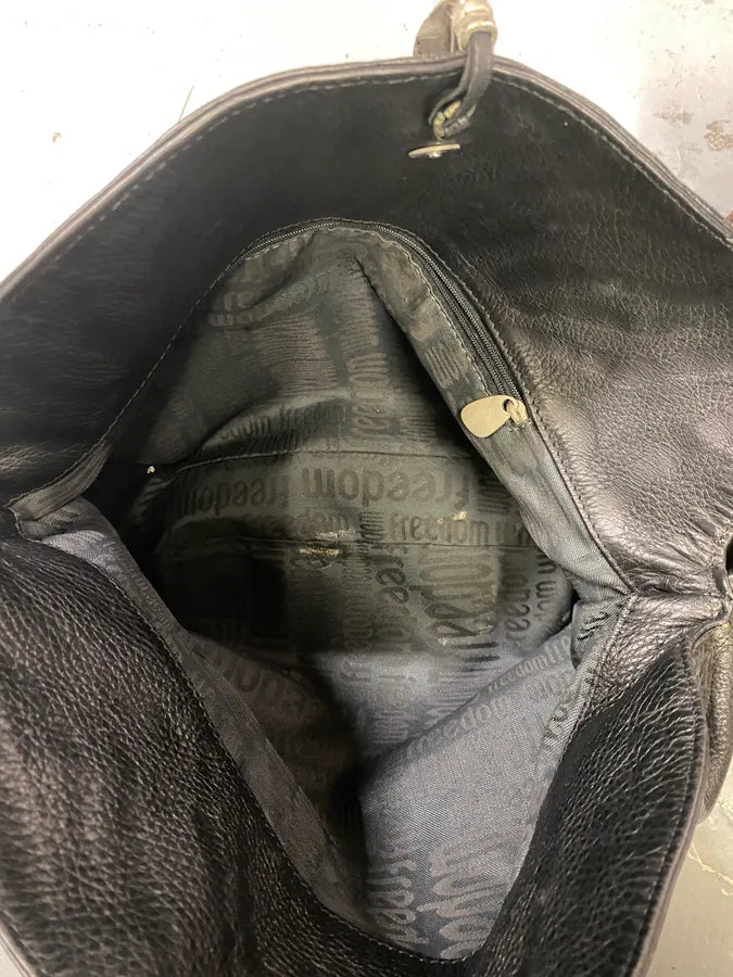 2010s Roberto Cavalli Black Leather Feather Handle Bag NvERNQH 5