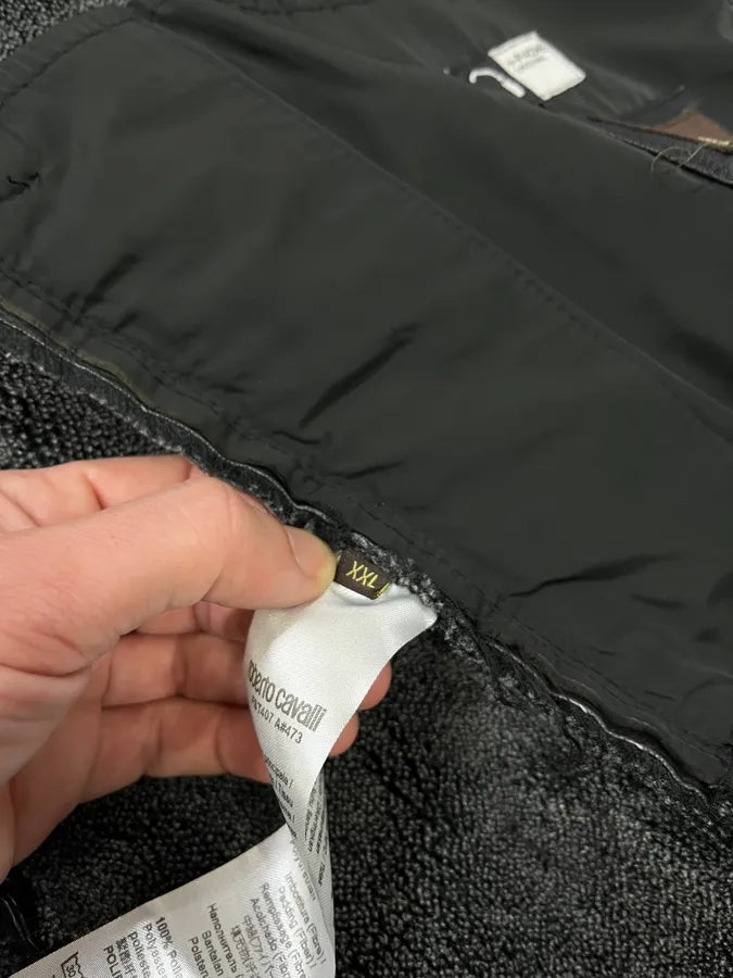 2010s Roberto Cavalli Black Leather Hooded Jacket owSfsyz 10