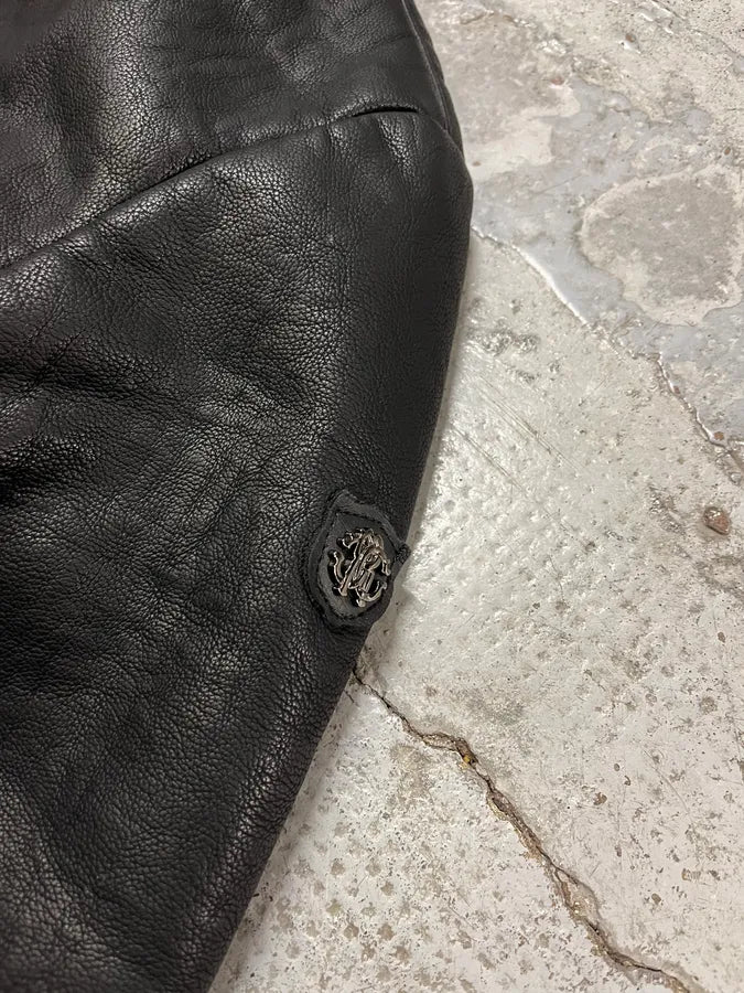 2010s Roberto Cavalli Black Leather Hooded Jacket owSfsyz 6
