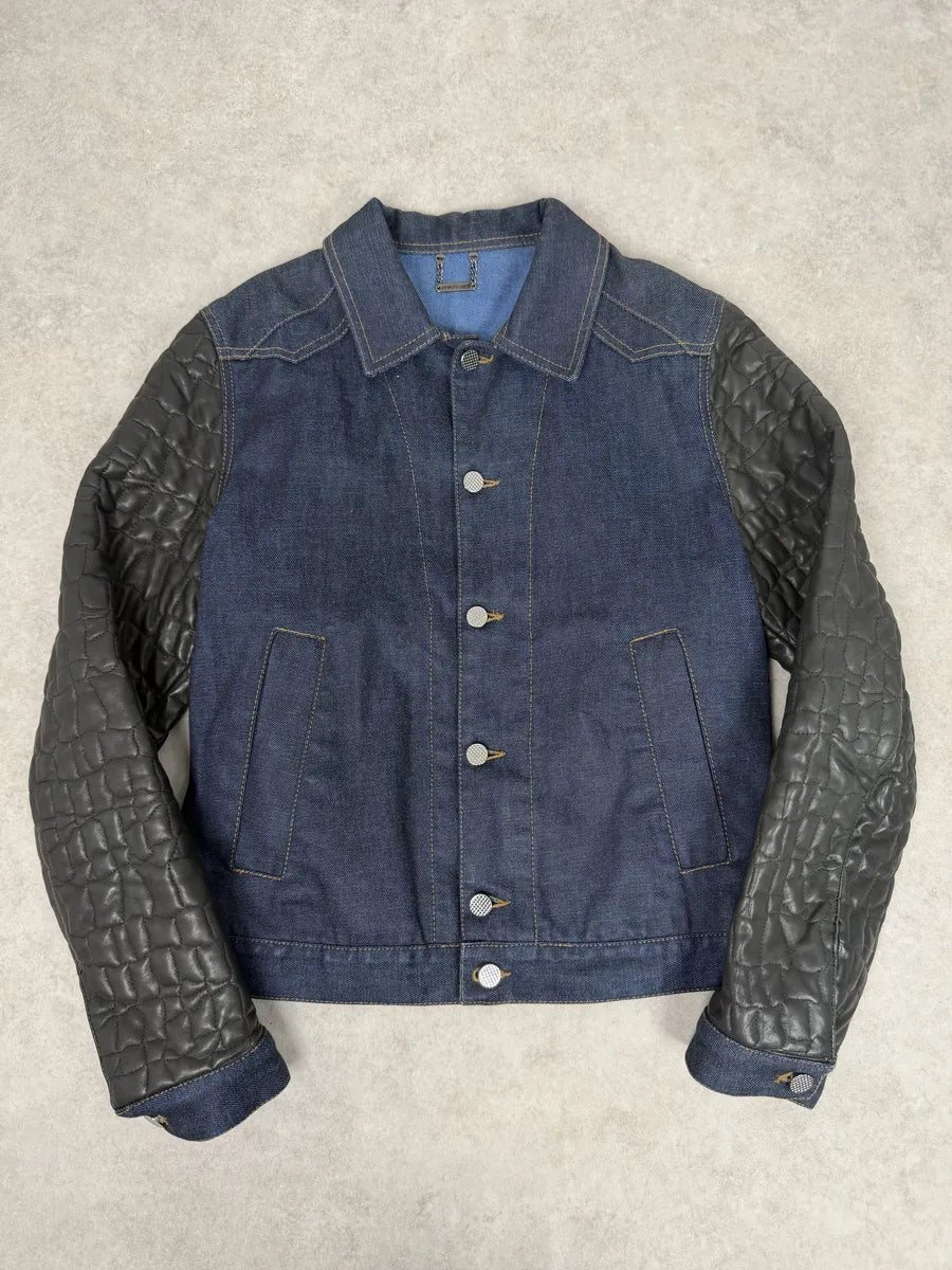 2010s Roberto Cavalli Brut Denim & Leather Premium Jacket wWwrszw 0