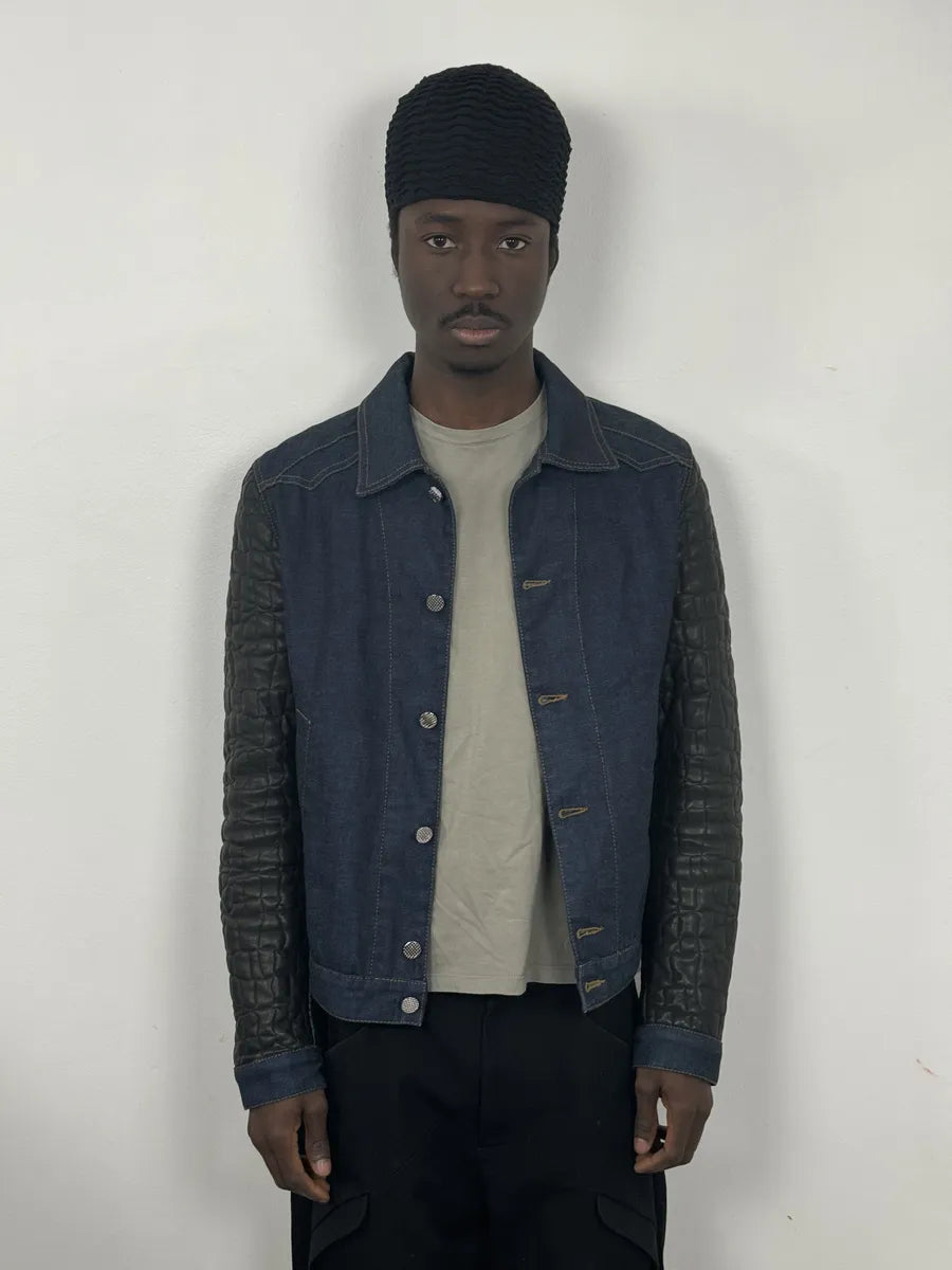2010s Roberto Cavalli Brut Denim & Leather Premium Jacket wWwrszw 1