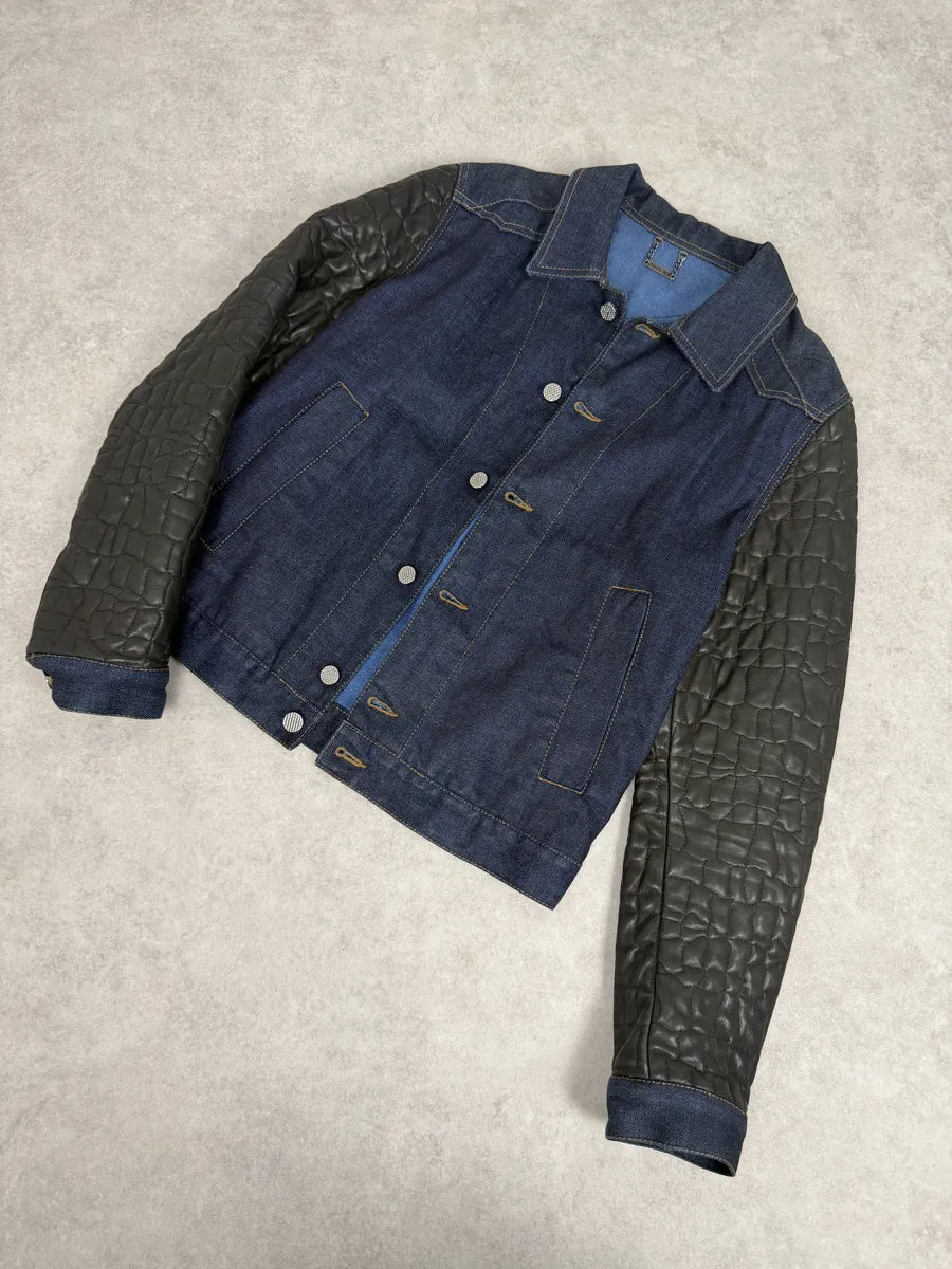 2010s Roberto Cavalli Brut Denim & Leather Premium Jacket wWwrszw 4
