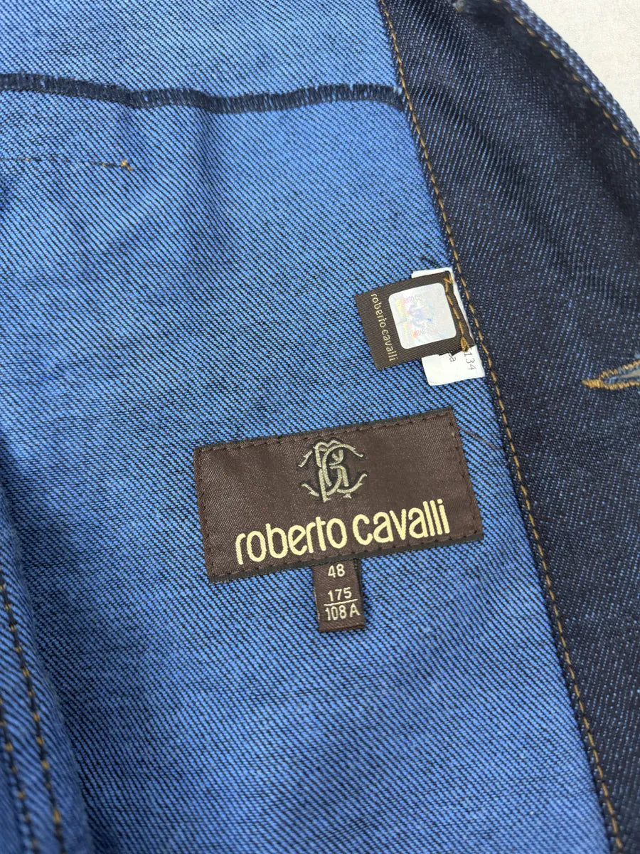 2010s Roberto Cavalli Brut Denim & Leather Premium Jacket wWwrszw 6