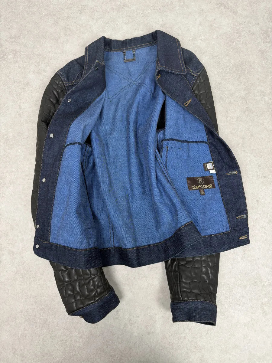 2010s Roberto Cavalli Brut Denim & Leather Premium Jacket wWwrszw 7