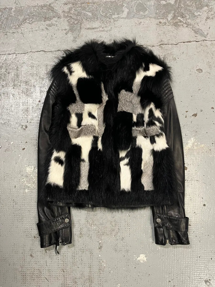 2010s Roberto Cavalli Fur Piano Black & White Leather Jacket AoEfRpS 2