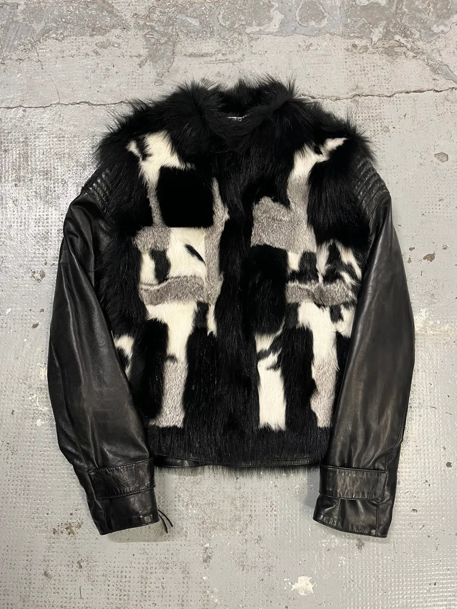 2010s Roberto Cavalli Fur Piano Black & White Leather Jacket AoEfRpS 3