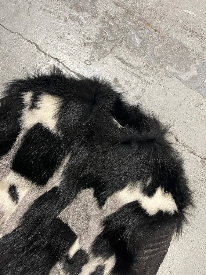 2010s Roberto Cavalli Fur Piano Black & White Leather Jacket AoEfRpS 4