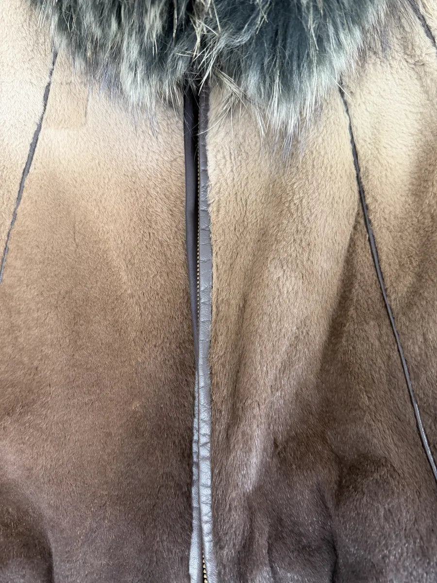 2010s Roberto Cavalli Gradient Leather Bomber Jacket with Faux Fur Collar zUjPnfa 10