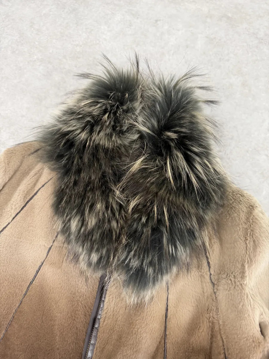 2010s Roberto Cavalli Gradient Leather Bomber Jacket with Faux Fur Collar zUjPnfa 11