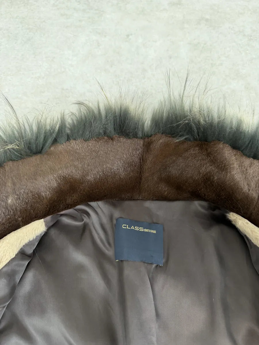 2010s Roberto Cavalli Gradient Leather Bomber Jacket with Faux Fur Collar zUjPnfa 7