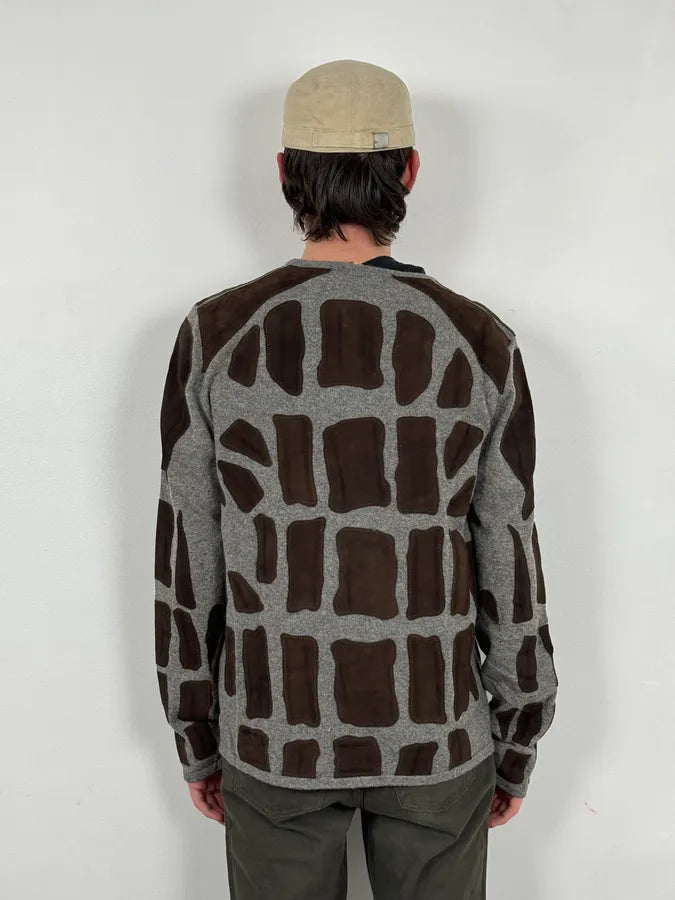 2010s Roberto Cavalli Grey & Brown Skeleton Relief Sweater mYbxauK 2