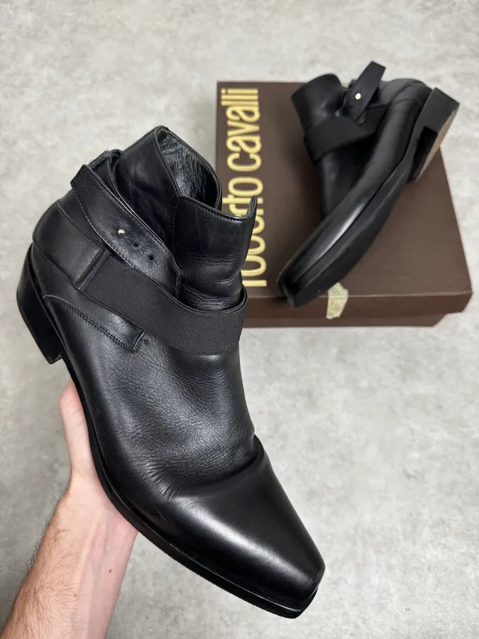 2010s Roberto Cavalli Premium Black Leather Boots NyrMIho 0